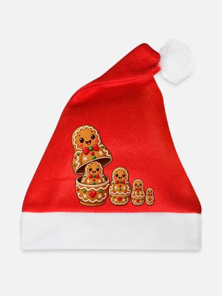 Lebkuchenpuppenmann stapelbares Elsass - Weihnachtsmütze - Rot