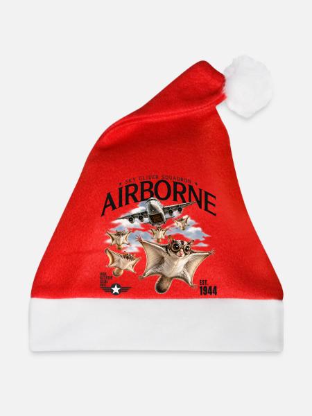 Airborne Flughörnchen – Vintage Flieger Design - Weihnachtsmütze - Rot - Vorne