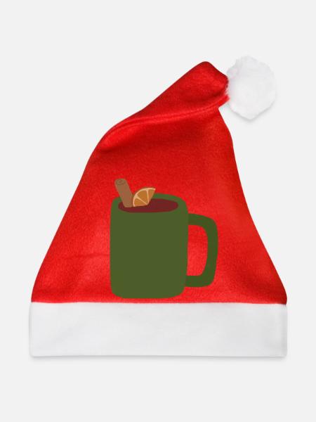 Glühweinbecher Illustration - Weihnachtsmütze - Rot