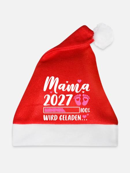 Mama 2027 - Weihnachtsmütze - Rot - Vorne