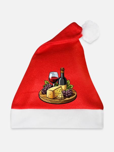 Wein und Käse - Weihnachtsmütze - Rot