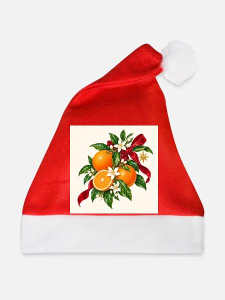 Weihnachtsorangen blühen und Band - Weihnachtsmütze - Rot