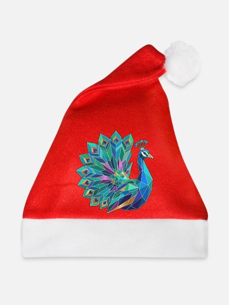 Poly Stil Pfau - Weihnachtsmütze - Rot