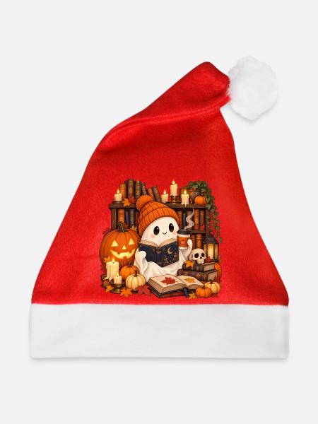 Gemütlicher Halloween-Bibliotheksgeist - Weihnachtsmütze - Rot