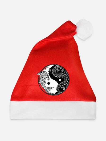 Koi-Drache Yin-Yang-Kreis - Weihnachtsmütze - Rot
