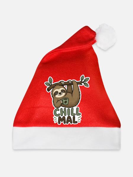 Chill Mal Sloth mit Tasse - Weihnachtsmütze - Rot