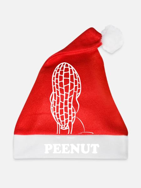 PeeNut - eine Erdnuss muss pinkeln, Wortspiel - Weihnachtsmütze - Rot - Vorne
