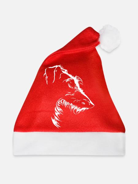 Deerhound Silhouette Hunde Hund Wilsigns - Weihnachtsmütze - Rot - Vorne