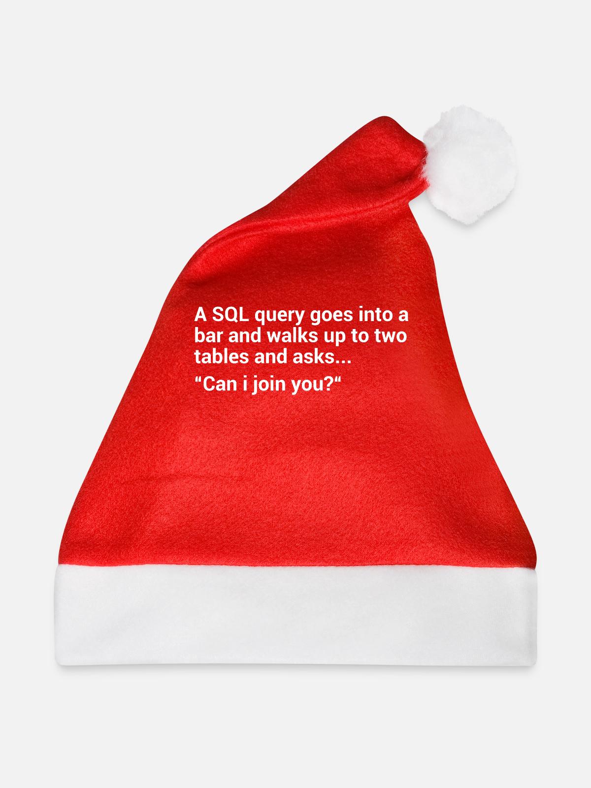 SQL Datenbank Witz - Weihnachtsmütze - Rot - Vorne
