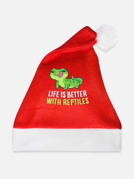 Das Leben Ist Besser mit Reptilien - Weihnachtsmütze - Rot - Vorne