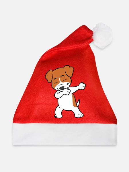Tupfen Jack Russell Liebe Jack Russell - Weihnachtsmütze - Rot - Vorne