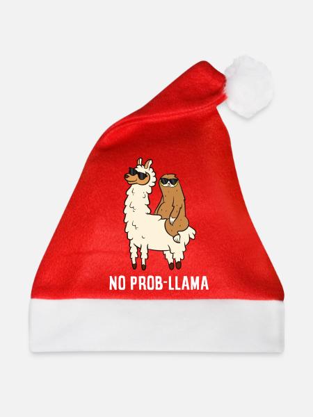 No Prob-llama Cute No Prob Llama Llama - Weihnachtsmütze - Rot - Vorne