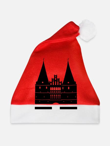 Holstentor, Lübeck - Weihnachtsmütze - Rot - Vorne