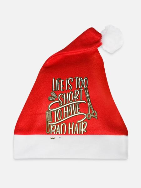 Leben zu kurz schlechte Haare Haarschnitt Friseur - Weihnachtsmütze - Rot - Vorne