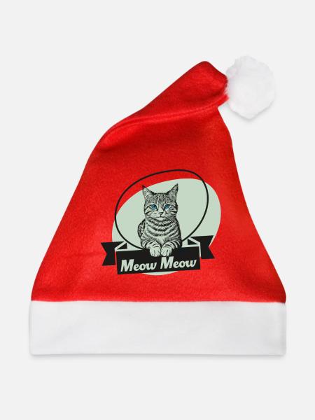 Katze, Miau - Weihnachtsmütze - Rot