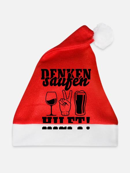 Saufen hilft - Weihnachtsmütze - Rot - Vorne