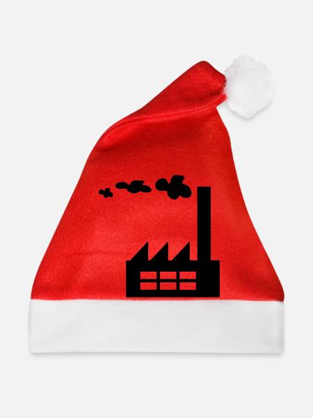 Werkslogo mit Rauch - Weihnachtsmütze - Rot - Vorne