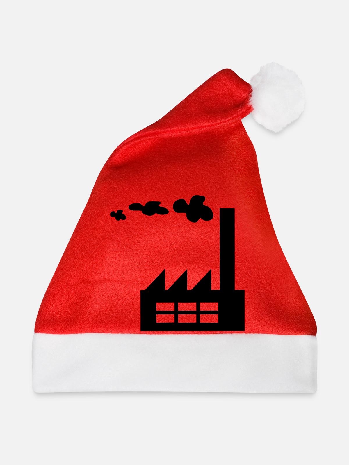 Werkslogo mit Rauch - Weihnachtsmütze - Rot - Vorne