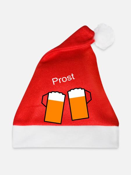 Biergläser Prost Bierglas - Weihnachtsmütze - Rot