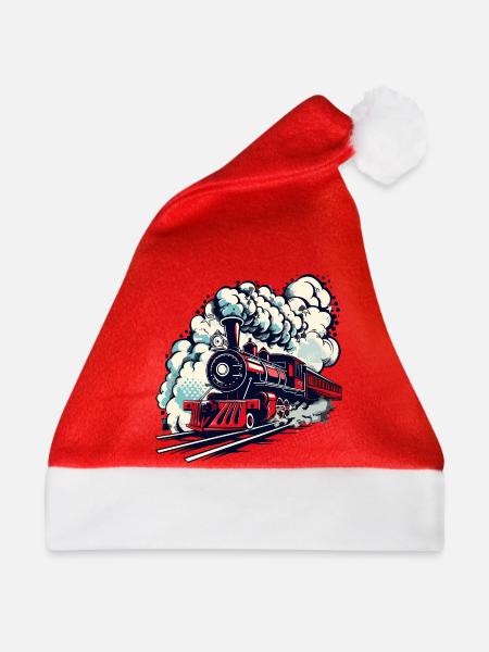 Dampflok - Weihnachtsmütze - Rot