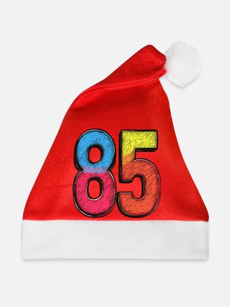 85 Zahl Bunt - Weihnachtsmütze - Rot