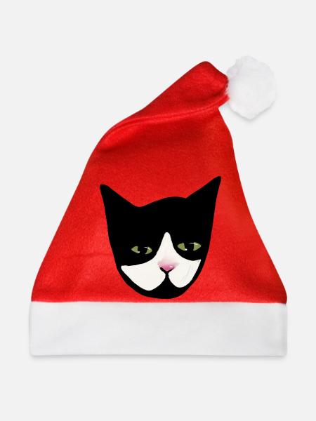 Midnight Cat Nose Gesichtskunst - Weihnachtsmütze - Rot