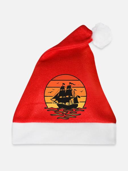 Segelschiff Sonnenuntergang - Weihnachtsmütze - Rot