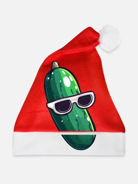 Coole Gurke mit Sonnenbrille - Weihnachtsmütze - Rot