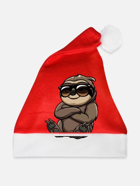 Faultier Cool Comic - Weihnachtsmütze - Rot