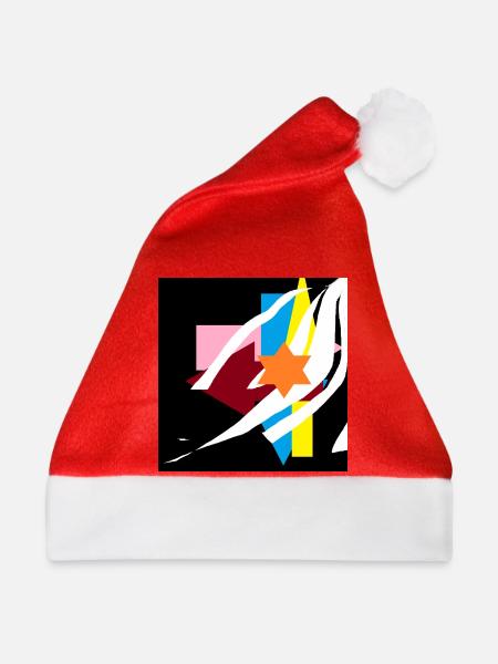 Geometrische Farbexplosion Sternakzent - Weihnachtsmütze - Rot - Vorne