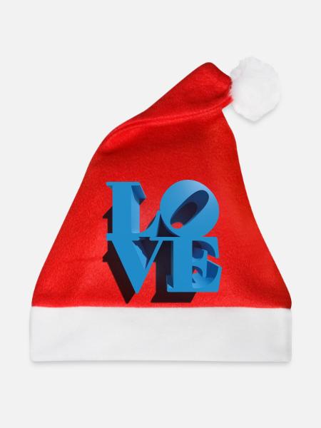 LIEBE 3D Cyan - Weihnachtsmütze - Rot