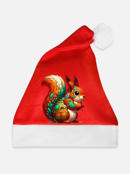 Eichhörnchen - Weihnachtsmütze - Rot