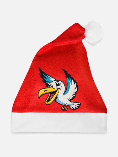 Fröhlicher Pelikan Mascot - Weihnachtsmütze - Rot