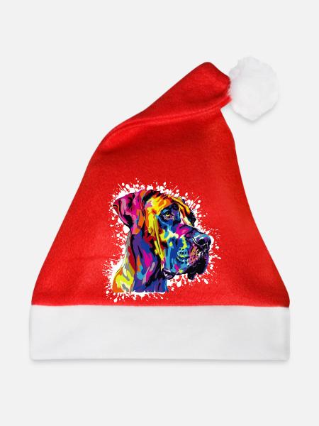 Hund Hundeporträt - Weihnachtsmütze - Rot