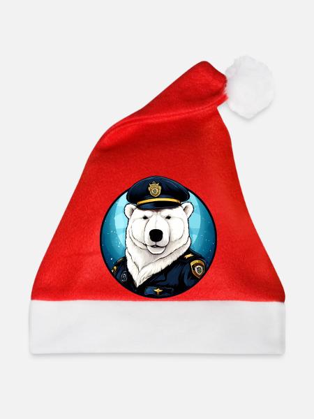 Eisbären Polizistin / Polizei Eisbär - Weihnachtsmütze - Rot