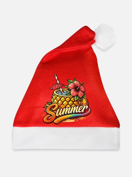 Ananas Cocktail Sommer Illustration - Weihnachtsmütze - Rot