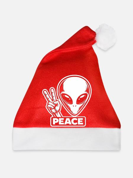 Außerirdischer Alien Peace Frieden auf Erden - Weihnachtsmütze - Rot - Vorne