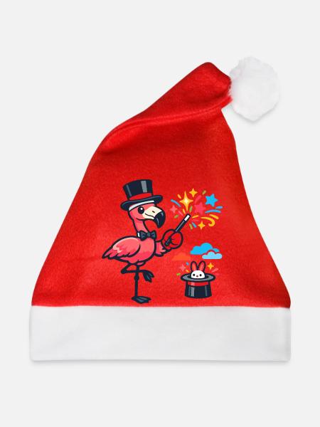 Flamingo-Zauberer im Hut - Weihnachtsmütze - Rot