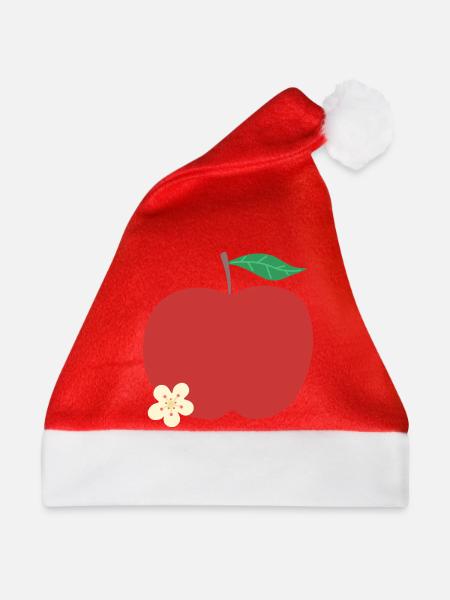 Karmesinroter Apfel mit Blüte - Weihnachtsmütze - Rot