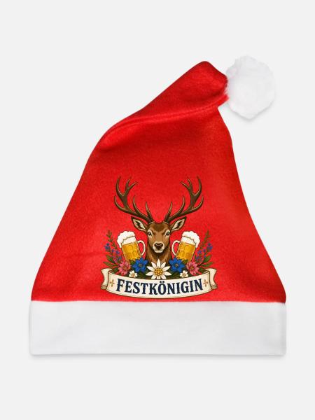 Festkönigin Hirsch Bier Hirschgeweih - Weihnachtsmütze - Rot