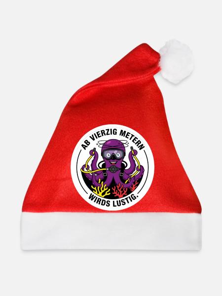 Tieftauch Oktopus lustig Shirt - Weihnachtsmütze - Rot