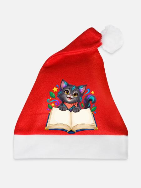 Katzenbuchzauber im Regenbogenstil - Weihnachtsmütze - Rot