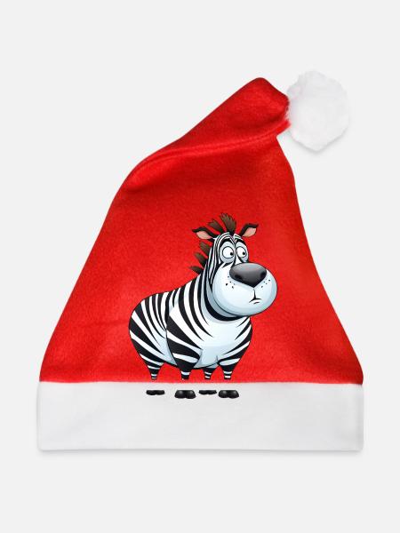Molliges Zebra - dicke Tiere - Weihnachtsmütze - Rot