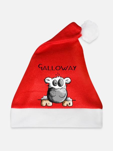 Galloway Rind - Kuh - Rinder - Kühe - Comic - Weihnachtsmütze - Rot - Vorne