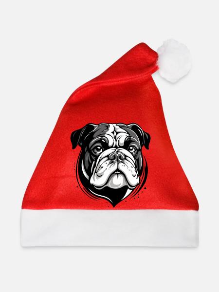 Bulldogge - Weihnachtsmütze - Rot