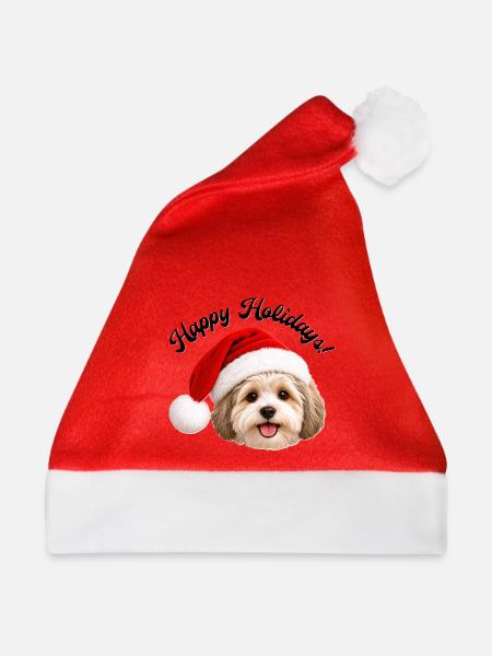 Hund mit Weihnachtsmannmütze - Weihnachtsmütze - Rot
