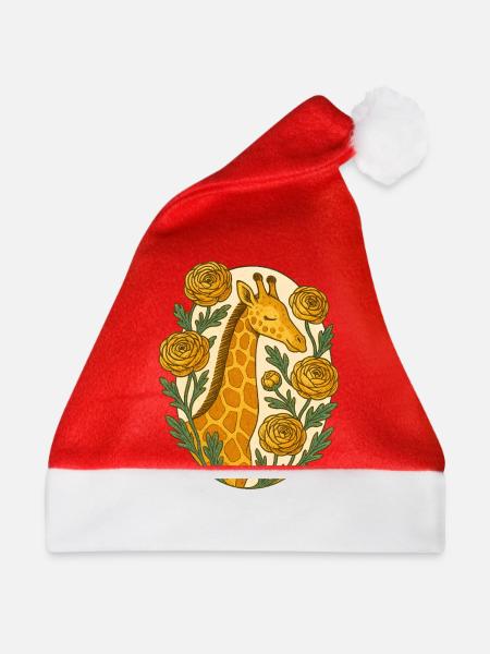 Retro Giraffe - Weihnachtsmütze - Rot