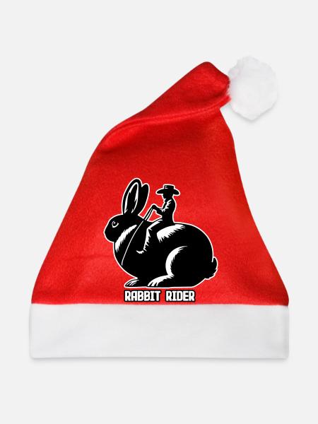 Rabbit Rider (Text hell - mit Kontur, 3-farbig) - Weihnachtsmütze - Rot - Vorne