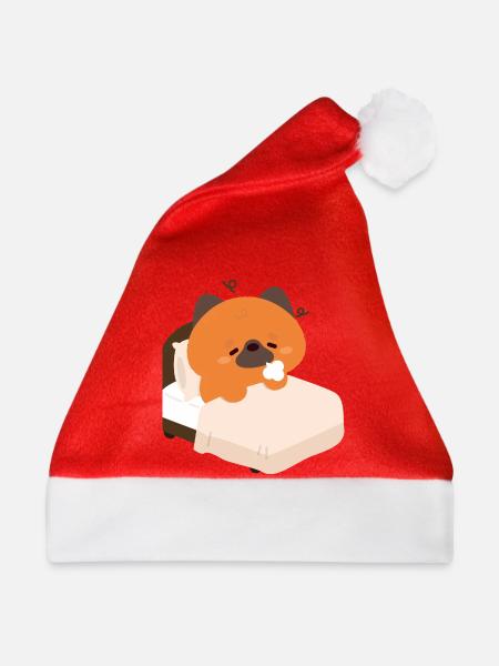 Müder Deutscher Schäferhundwelpe - Weihnachtsmütze - Rot