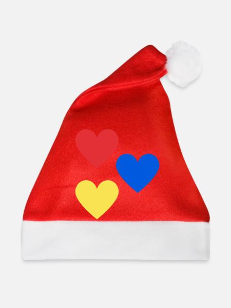 Herz-Trio in Primärfarben - Weihnachtsmütze - Rot